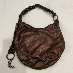 Whiting & Davis Bronze / Brown Metallic Vintage Mesh Hobo Shoulder Bag